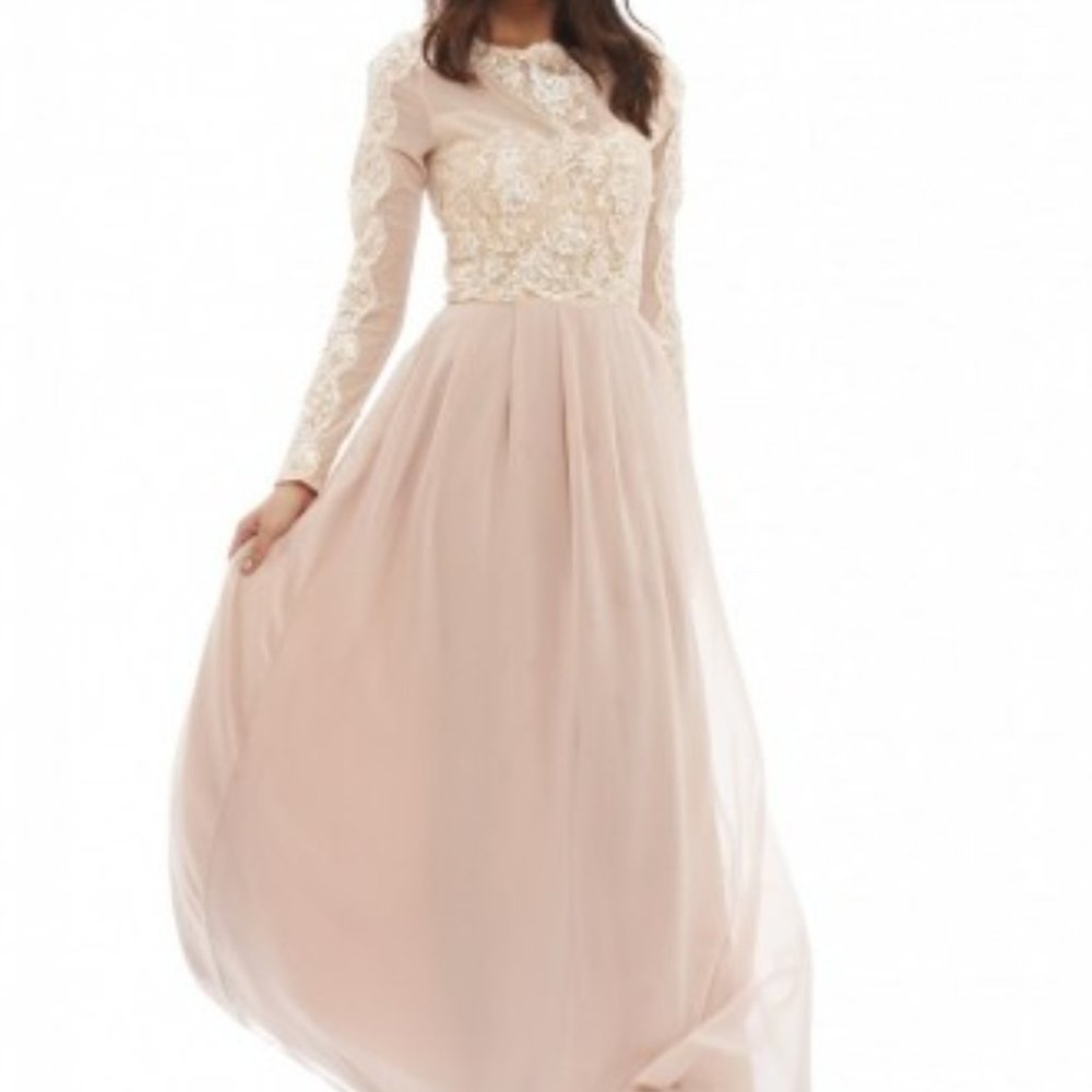 AX Paris Women's Long Sleeved Lace Top Maxi Dress